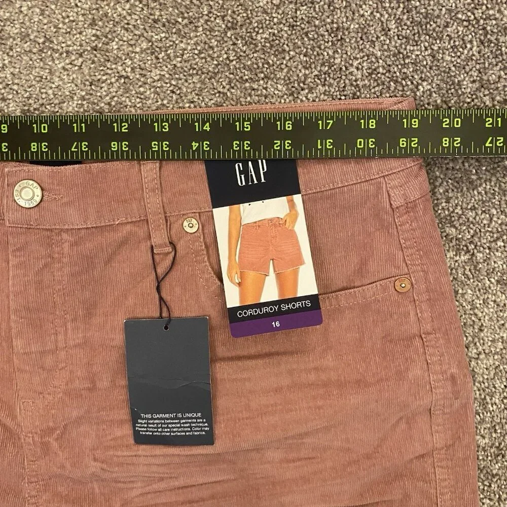 GAP Women's Corduroy Shorts 4 in Raw Edge Hem Cut Off Rose Size 16 - NWT $49.95